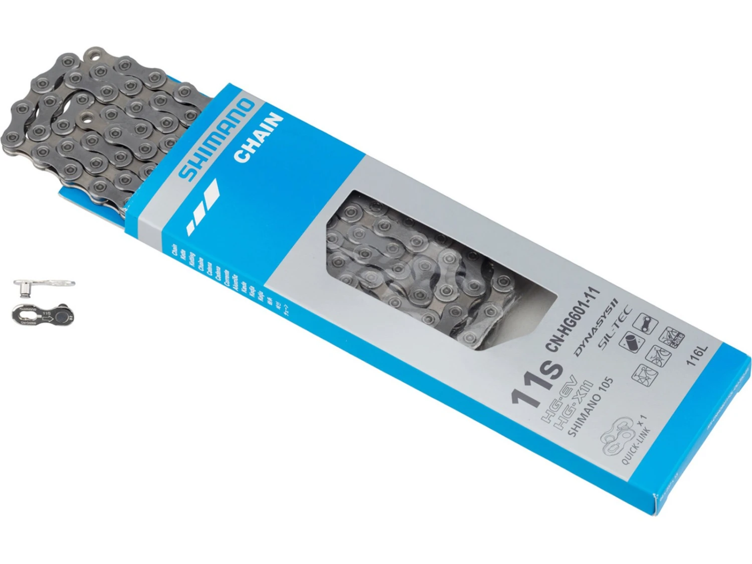 SHIMANO Chaîne 11v HG601 SLX / 105 Quick-Link 116 Maillons 1 SHIMANO Chaîne 11v HG601 SLX / 105 Quick-Link 116 Maillons
